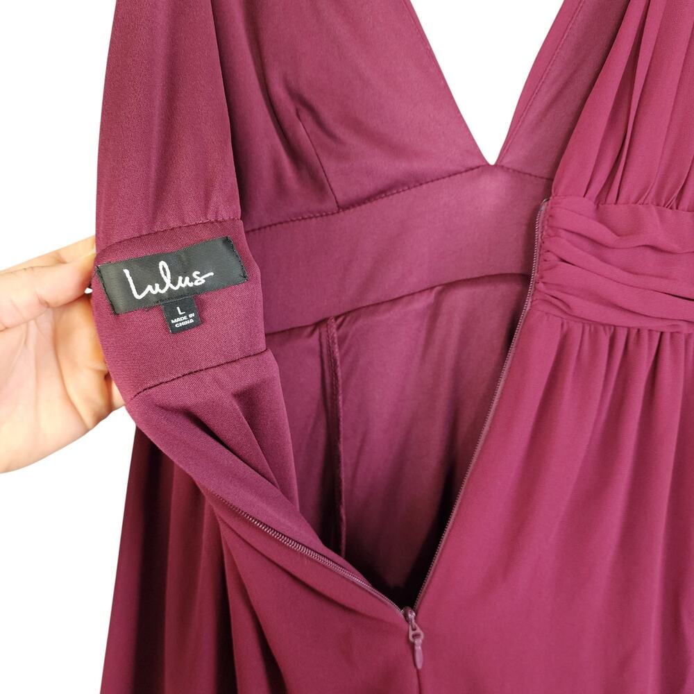 Lulus Womens Heavenly Hues Maxi Dress Size Large Red Bridesmaid Chiffon Goddess - Picture 7 of 11